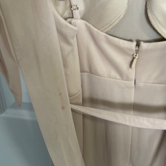 Azazie Dress Womens 6 Beige Bridesmaid Wedding C Cup Maxi Formal Elegant Neutral - Picture 11 of 16